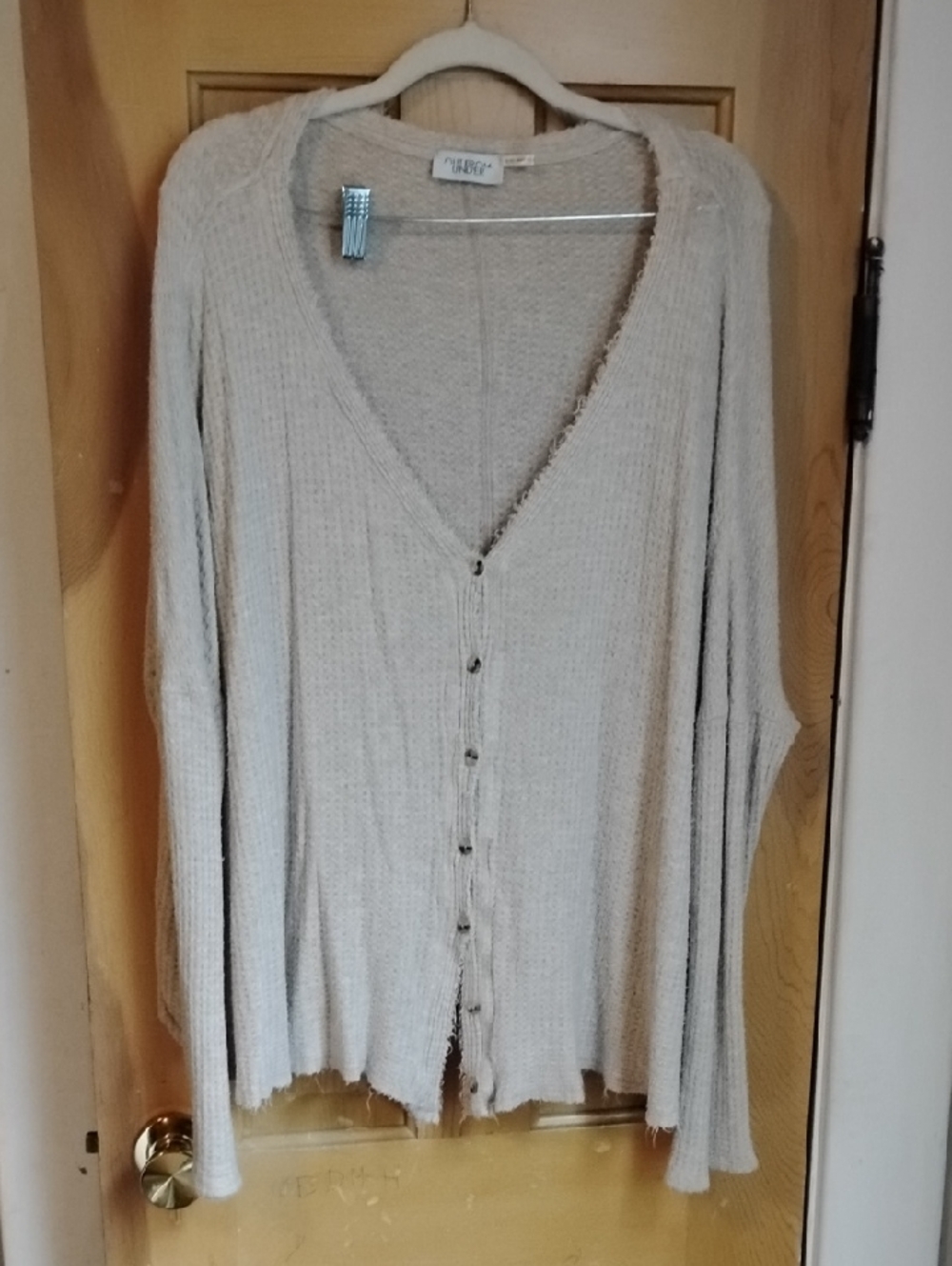 Out From Under Oatmeal Waffle Cardigan, XL